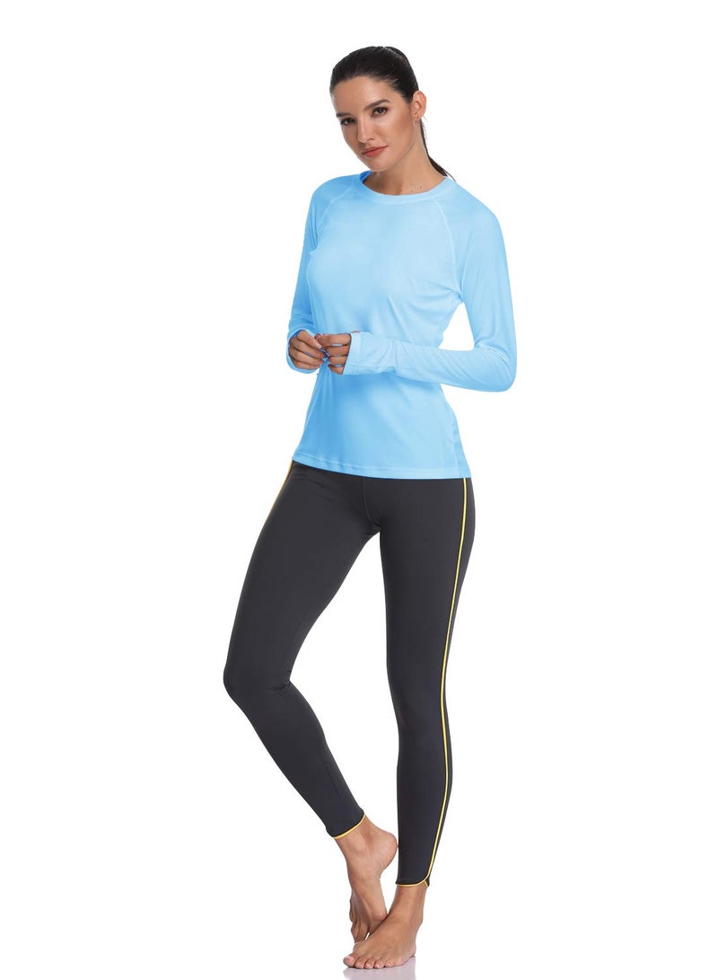 HISKYWIN Women's UPF 50+ Sun Protection Long Sleeve Shirts Outdoor Hiking Fishing Tops HF103- Blue-M - Image 5